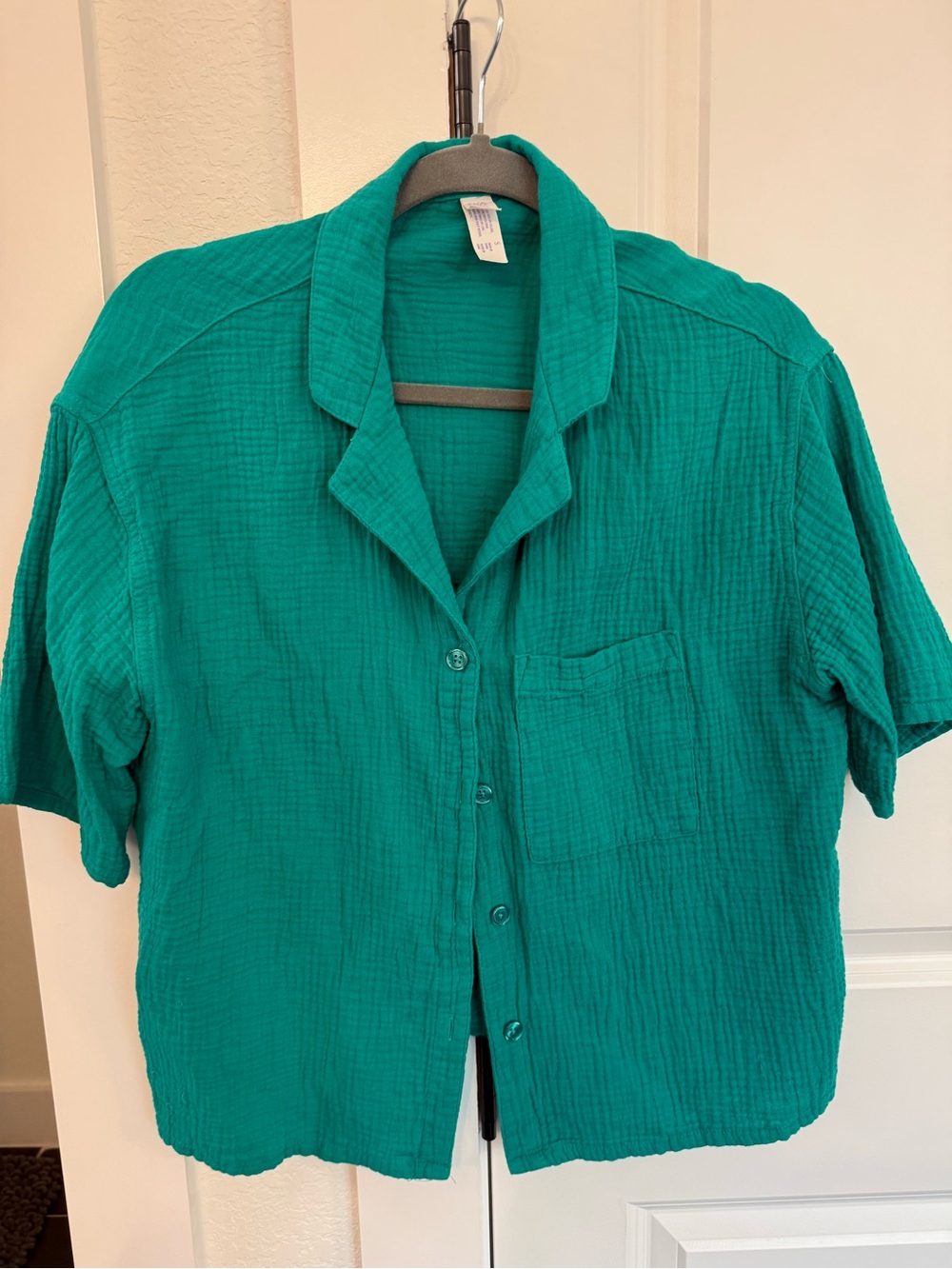 stars above Teal Short-Sleeve Button Down Shirt